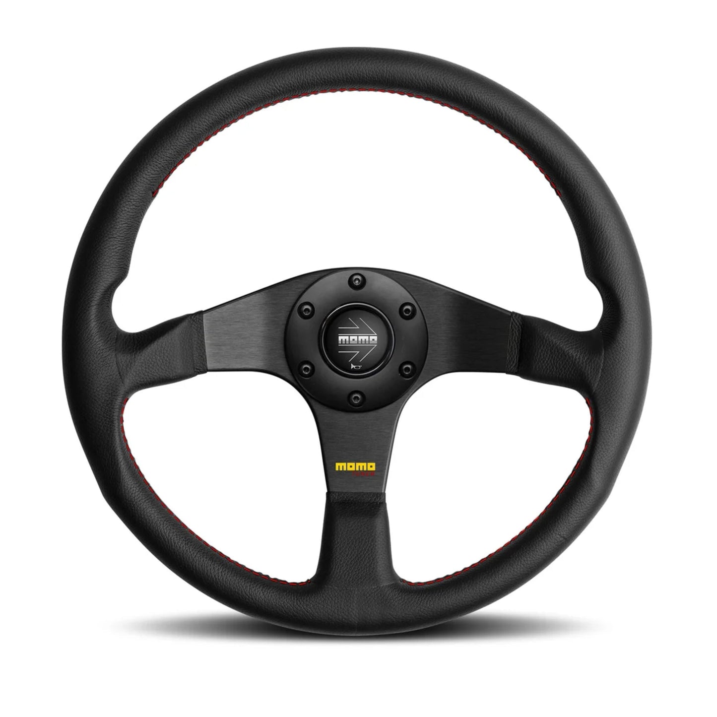 MOMO Tuner Steering Wheel - Black Leather/Red Stitching