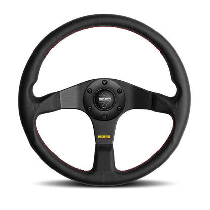 MOMO Tuner Steering Wheel - Black Leather/Red Stitching