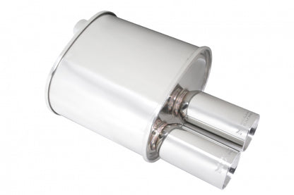 Megan Racing Universal Exhaust F-RT Dual Tip Muffler - Dual Tip 2.5" Pipe 3" Stainless Steel MR-MU-FRT-2