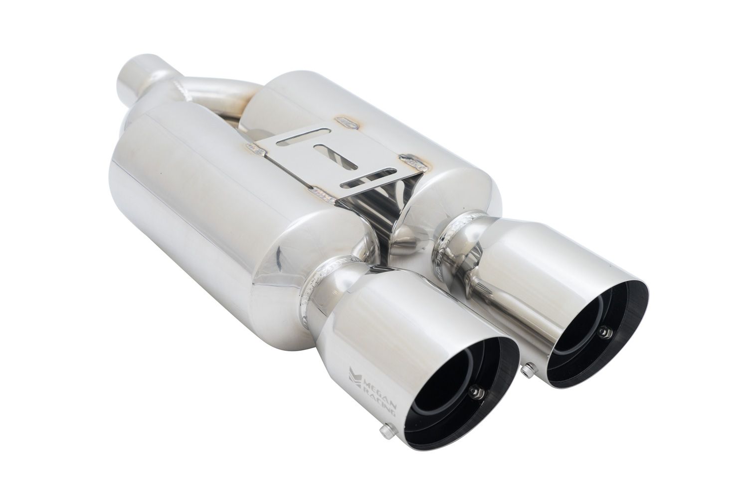 Megan Racing Dual 4" Exhaust Tips with 2.25" Inlet, 24" Total Length, 10" Body Width for Various Vehicles