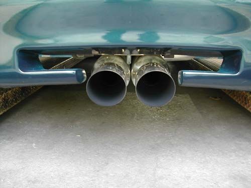 Megan Racing Dual 4" Exhaust Tips with 2.25" Inlet, 24" Total Length, 10" Body Width for Various Vehicles