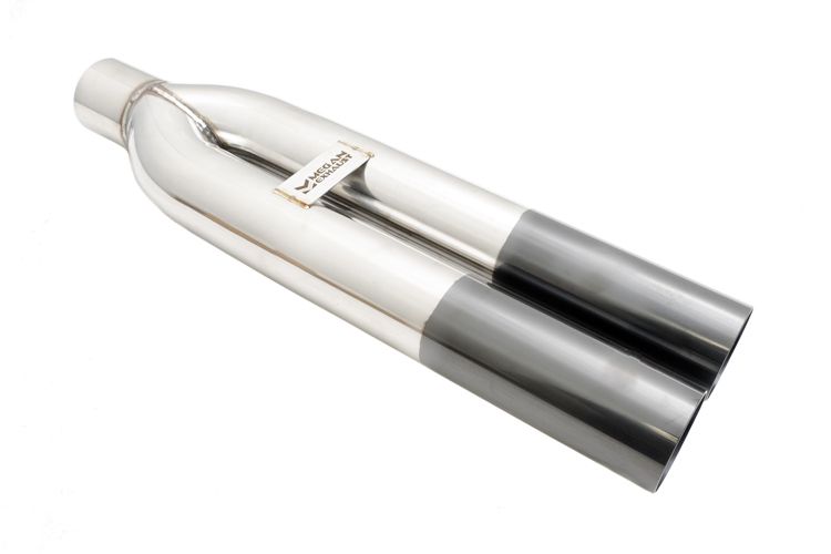 Megan Racing Universal Dual 3" VIP Exhaust Tip "Blast Pipe" Style (weld-on) - Straight Cut Black Chrome Tip