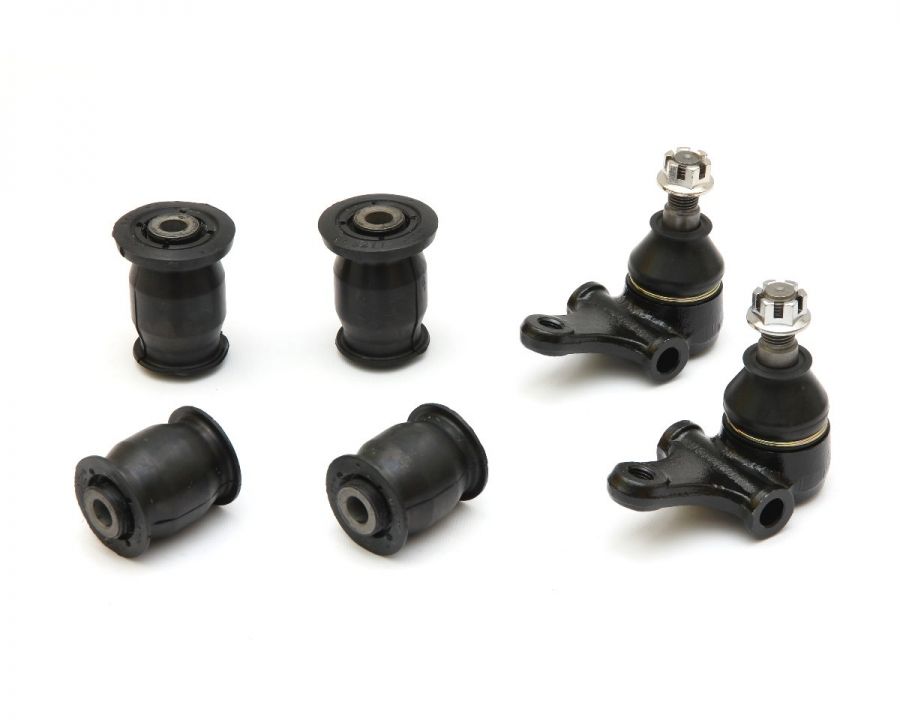 Megan Racing Front Lower Arm Repair Kit - 4 Hardened Rubber Bushings + 2 Ball Joints - 6PC Set for Mazda Miata 1990-2005