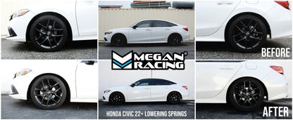 Megan Racing - Lowering Springs Front & Rear for 2022+ Honda Civic SAE 9254 Cold Wound Steel front drop 25mm rear drop 19mm powder coated MR-LS-HC22