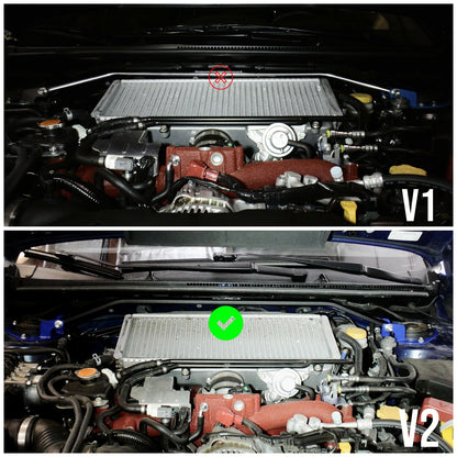 Megan Racing Strut Bar Front Upper for Subaru WRX/STI 2015-2021 Race-Spec V2 Powder Coated Polished Aluminum 1-Year Warranty MR-SB-SI15FU-1P-V2
