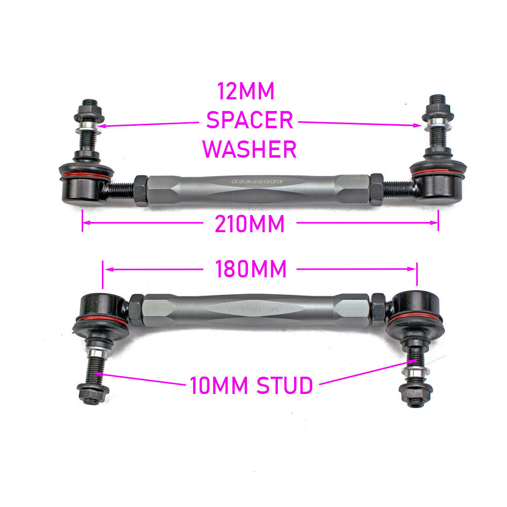 Godspeed Toyota 86 (ZN6) 2017-21 Adjustable Sway Bar End Links, 180mm-210mm, OE Replacement