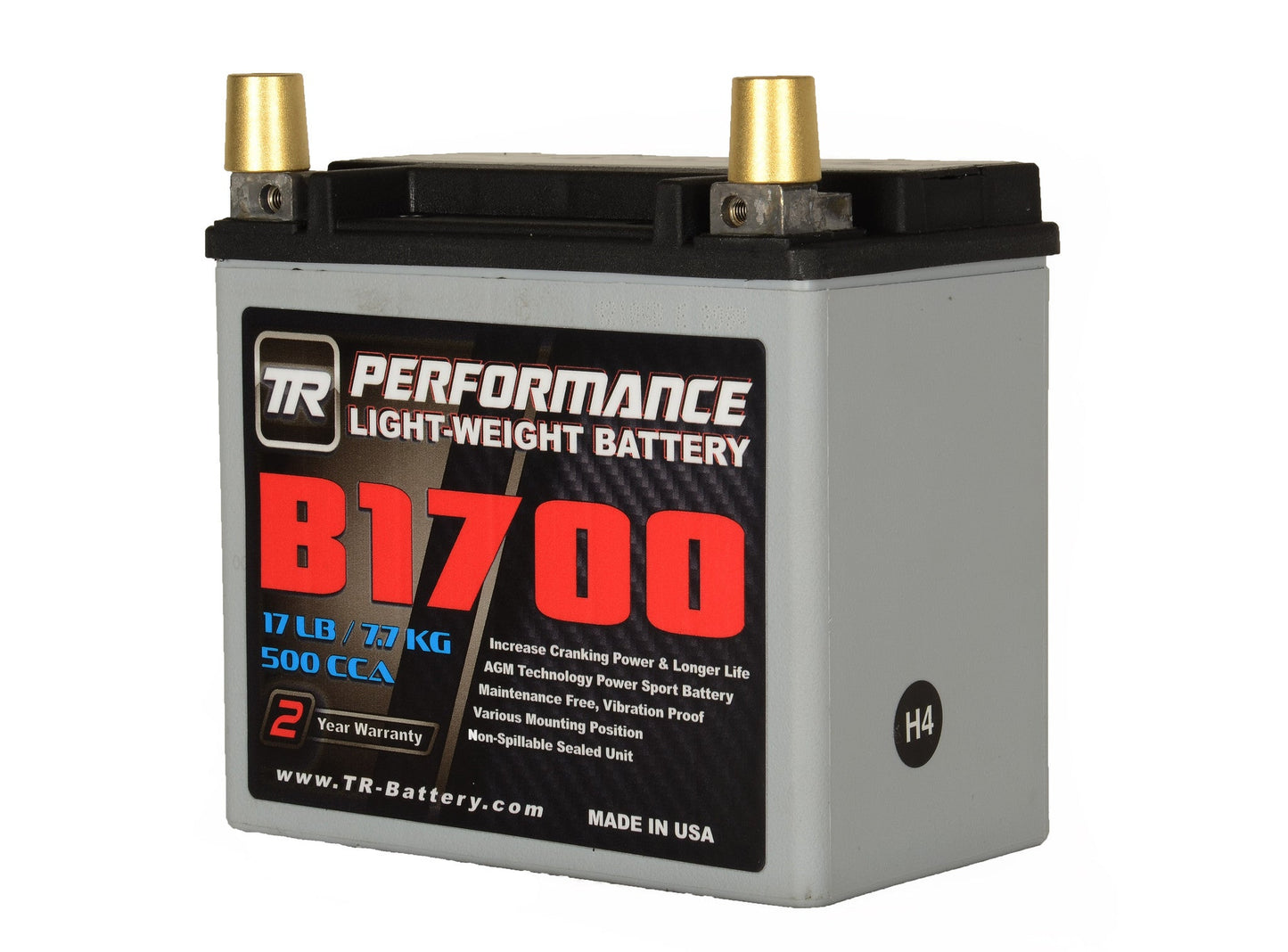 Tomioka Racing TR-B1700R 17 lbs Right-Side Positive Street Use Race Use Track Use Universal Fit Performance AGM Light-Weight Battery with Battery Tender (Optional)