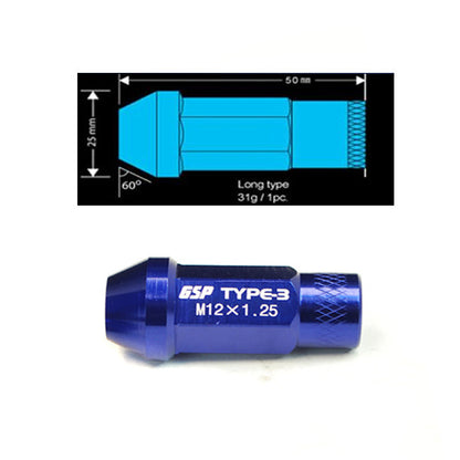 Godspeed Type 3 50mm Lug Nuts 20 pcs. Set M12x1.25