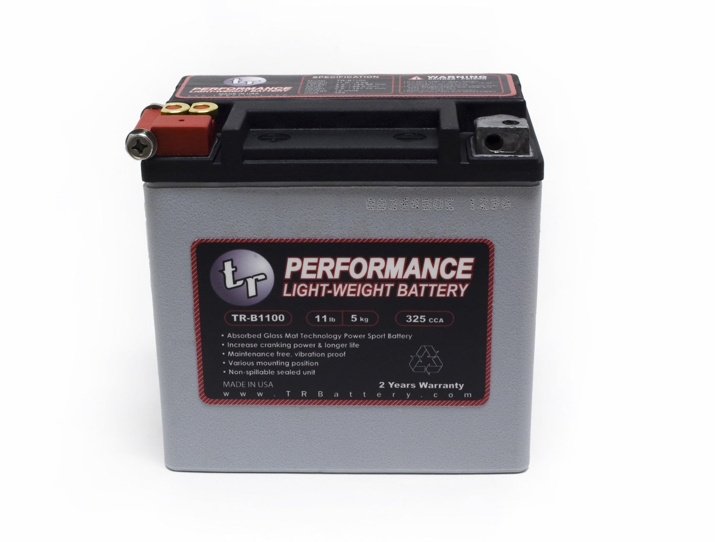 Tomioka Racing TR-B1100 11LBS AGM Lightweight Battery Street Use, Race Use, Track Use Universal Fit with Battery Tender (Optional)