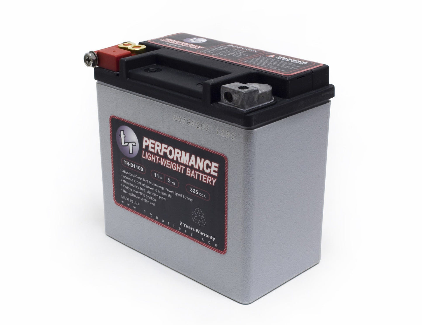 Tomioka Racing TR-B1100 11LBS AGM Lightweight Battery Street Use, Race Use, Track Use Universal Fit with Battery Tender (Optional)