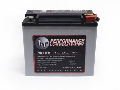 Tomioka Racing TR-B1500 15LBS AGM Lightweight Battery Street Use, Race Use, Track Use Universal Fit with Battery Tender (Optional)