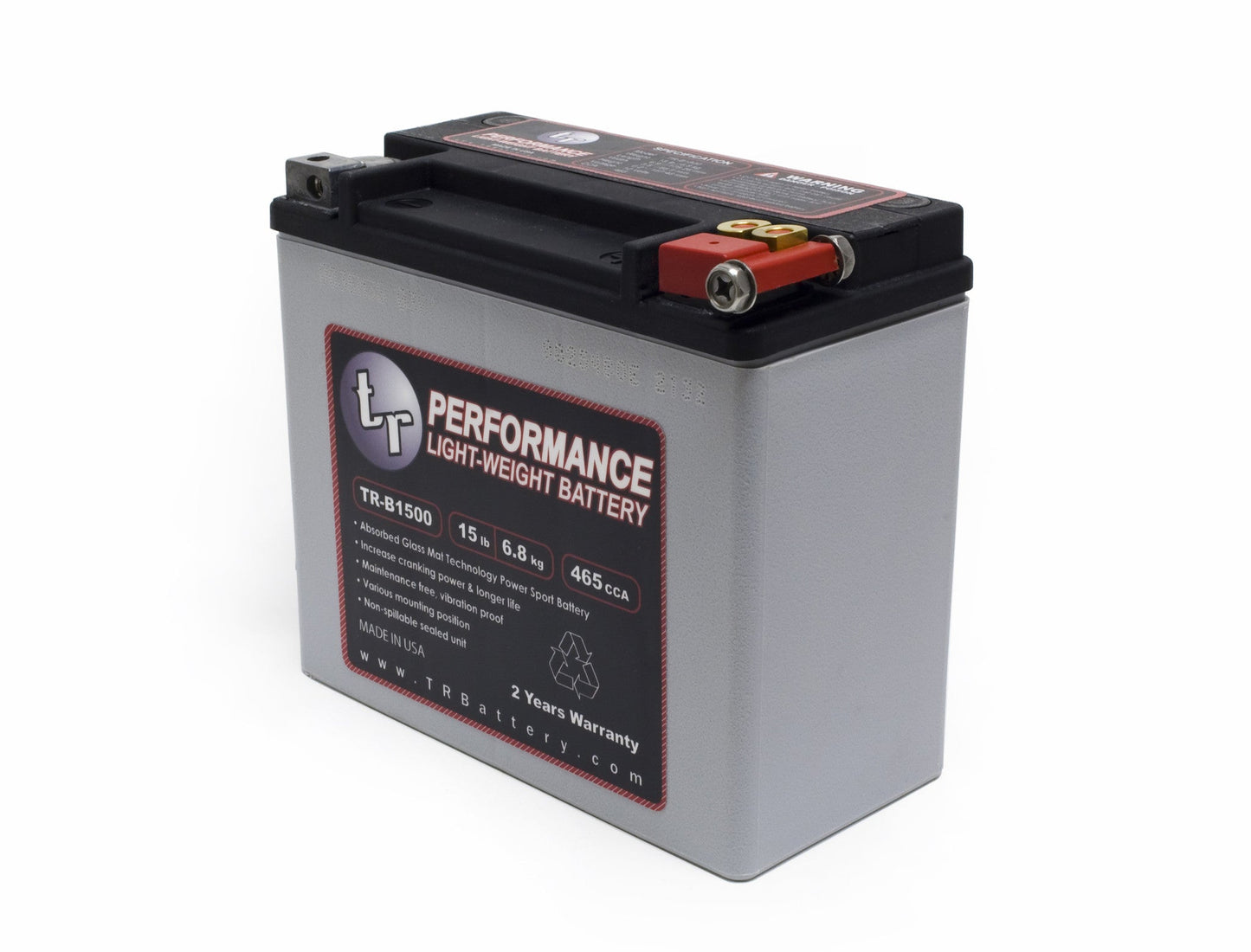 Tomioka Racing TR-B1500 15LBS AGM Lightweight Battery Street Use, Race Use, Track Use Universal Fit with Battery Tender (Optional)
