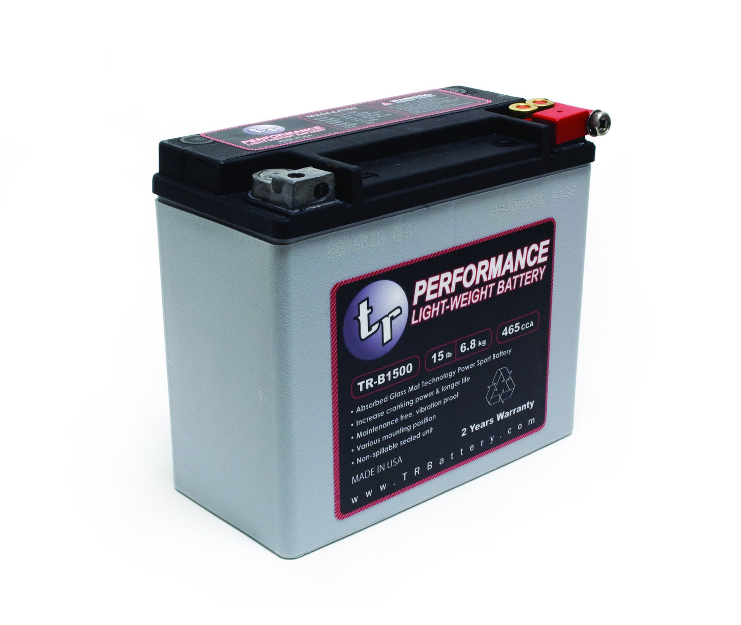 Tomioka Racing TR-B1500 15LBS AGM Lightweight Battery Street Use, Race Use, Track Use Universal Fit with Battery Tender (Optional)