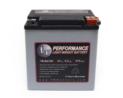 Tomioka Racing TR-B2100 21LBS AGM Lightweight Battery Street Use Race Use Track Use Universal Fit with Battery Tender (Optional)