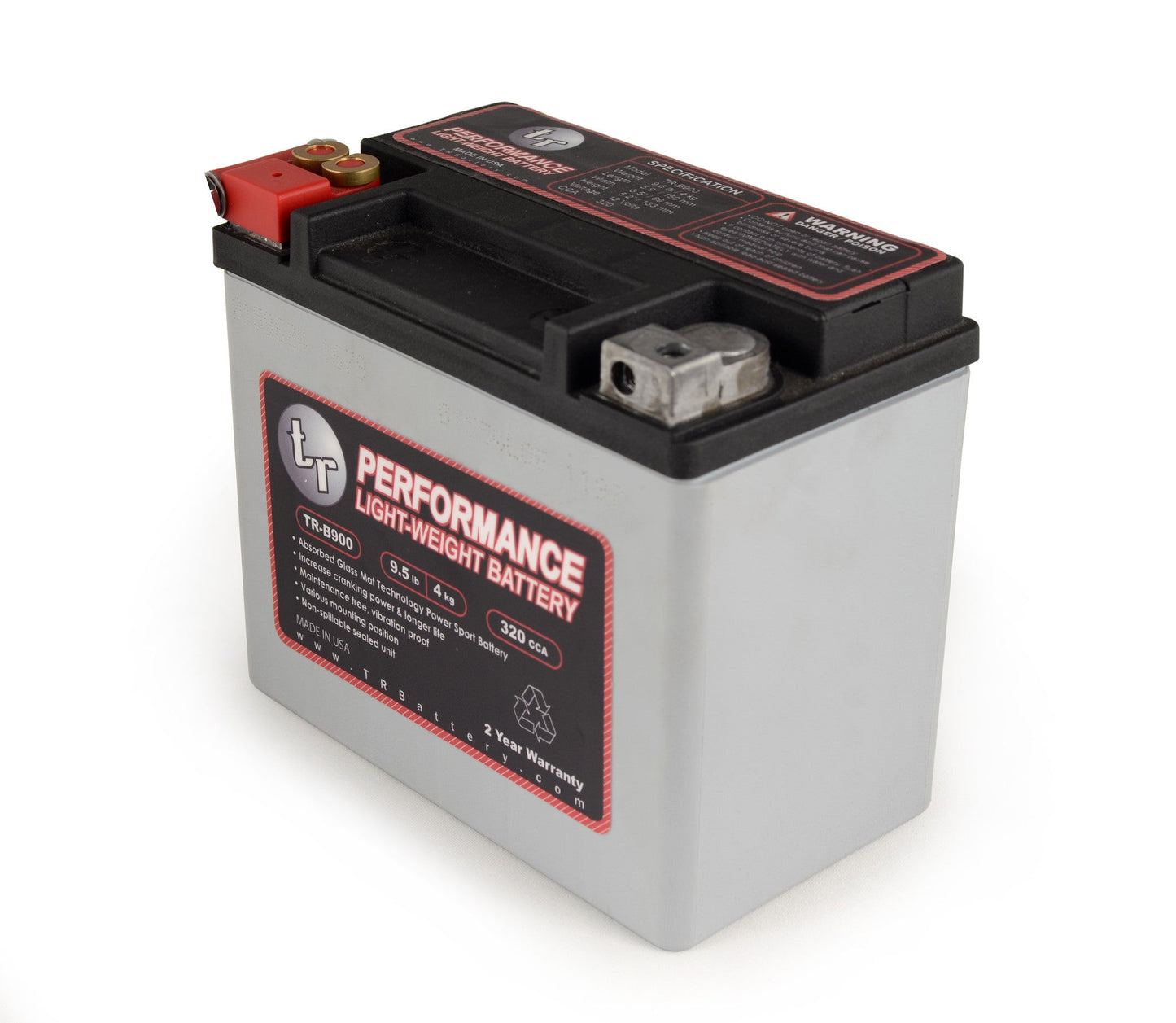 Tomioka Racing TR-B900 9LBS AGM Lightweight Battery Street Use Track Use Race Use Universal Fit with CTEK Battery Tender (Optional)