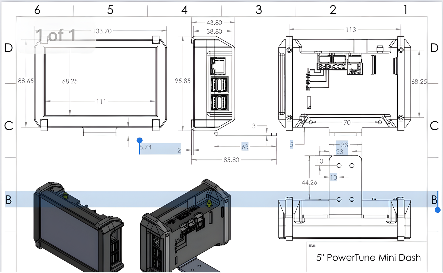 Wiring Specialties Detail Complete - PowerTune 5" Digital Mini Dash NEW V5 2023 PTD-DASH-MINI-V5