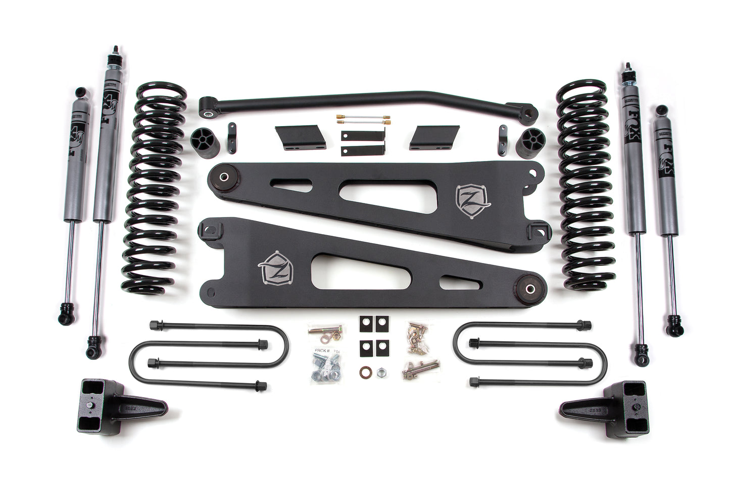 Zone Offroad 08-10 Ford SuperDuty 4in Radius Arm System - Gas w/ Fox Shocks ZONF24F