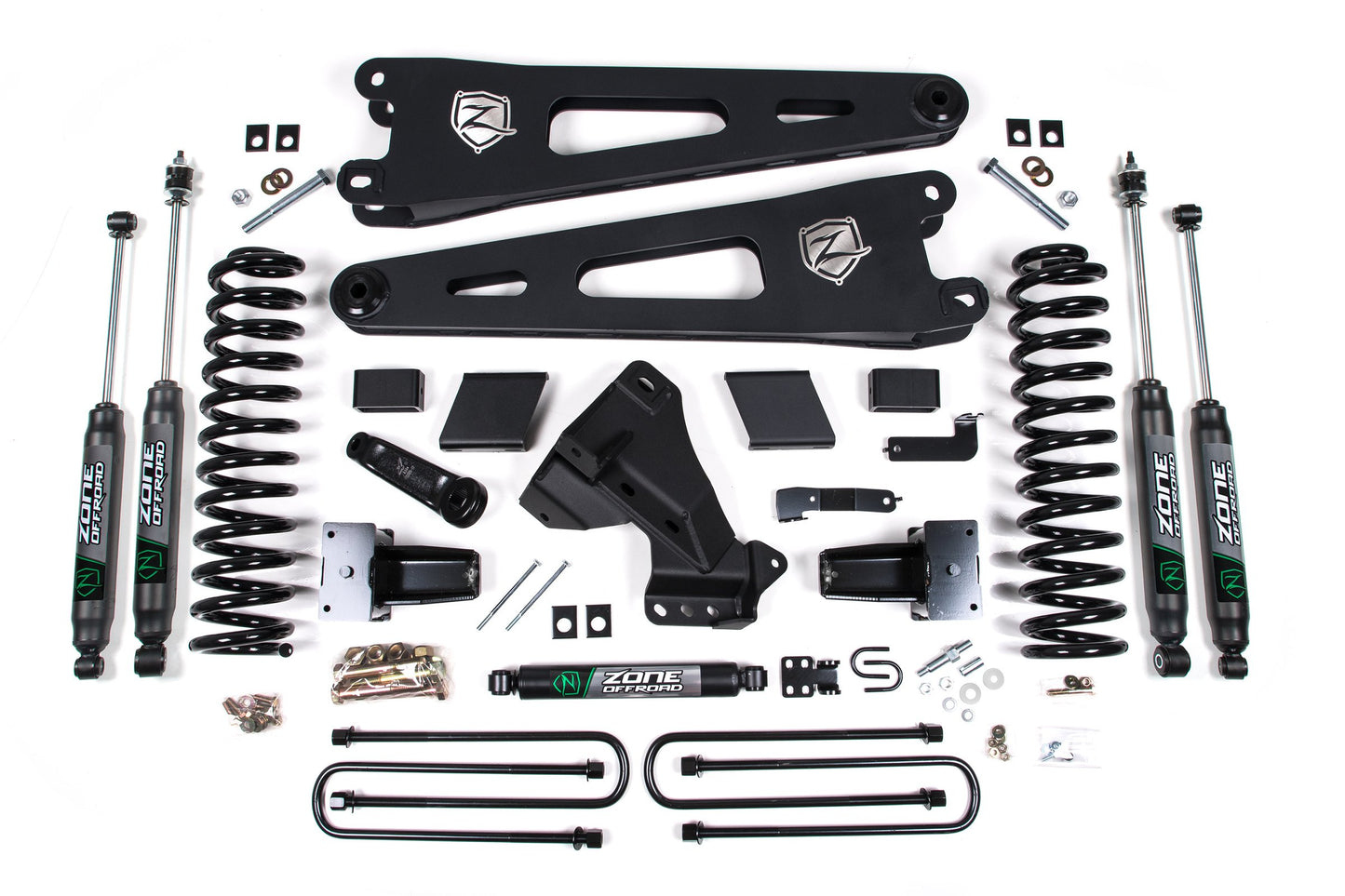 Zone Offroad 20-21 Ford F-250/F-350 4in Radius Arm Suspension Lift System- NX2 Shocks- Gas ZONF61N