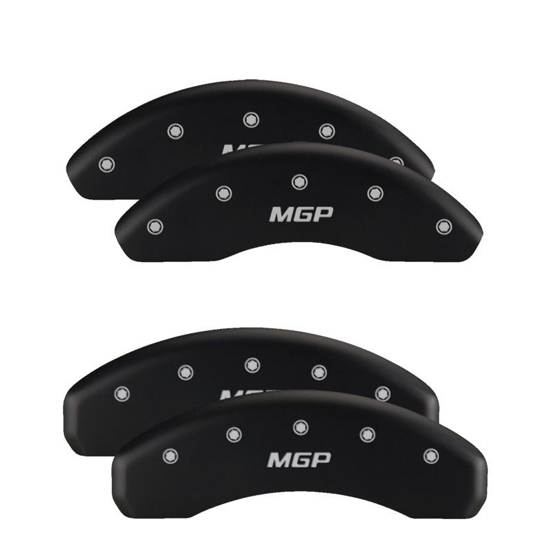 MGP 4 Caliper Covers Engraved Front & Rear MOPAR Black finish silver ch 32003SMOPBK Main Image