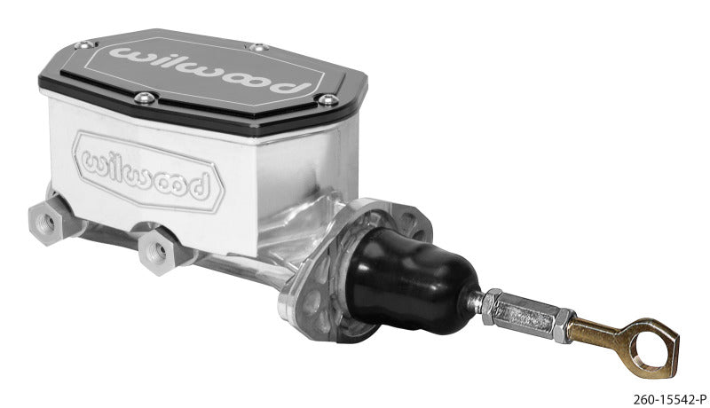 Wilwood Compact Tandem Master Cylinder - 1in Bore - w/Pushrod - Fits Mustang (Ball Burnished) 260-15542-P