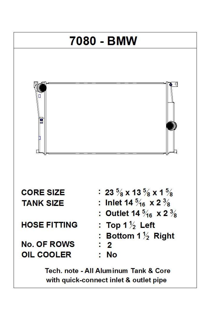 CSF BMW 2 Seires (F22/F23) / BMW 3 Series (F30/F31/F34) / BMW 4 Series (F32/F33/F36) M/T Radiator 7080 Main Image