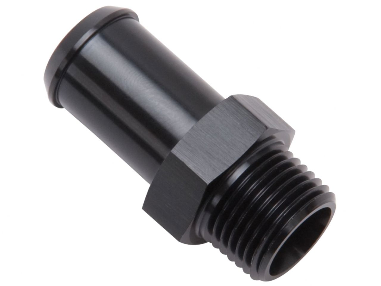 Edelbrock Hose End, Straight, 3/8" NPT TO 5/8" Barb, Black Anodize