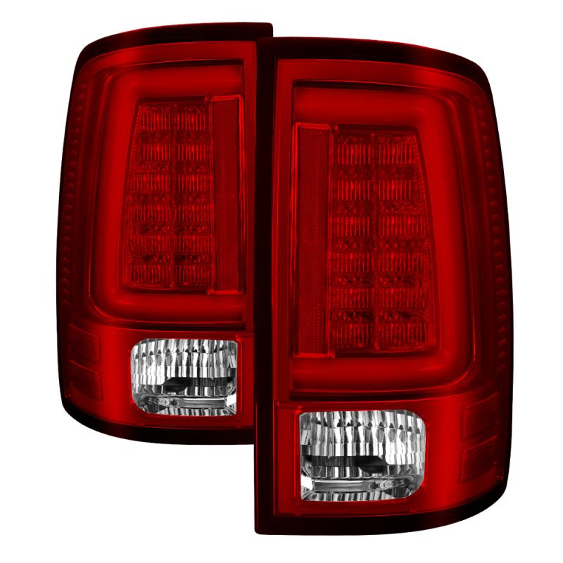 Spyder 09-16 Dodge Ram 1500 Light Bar LED Tail Lights - Red Clear ALT-YD-DRAM09V2-LED-RC 5084040 Main Image