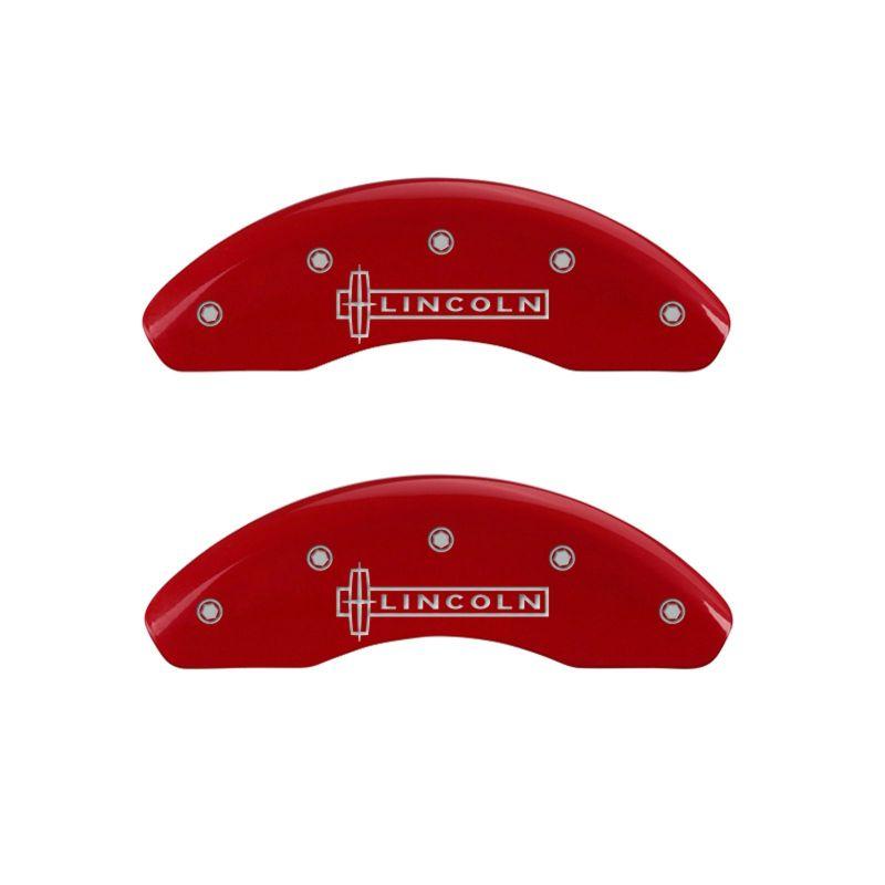 MGP 4 Caliper Covers Engraved Front Lincoln Engraved Rear Star logo Red finish silver ch 36008SLC1RD Main Image