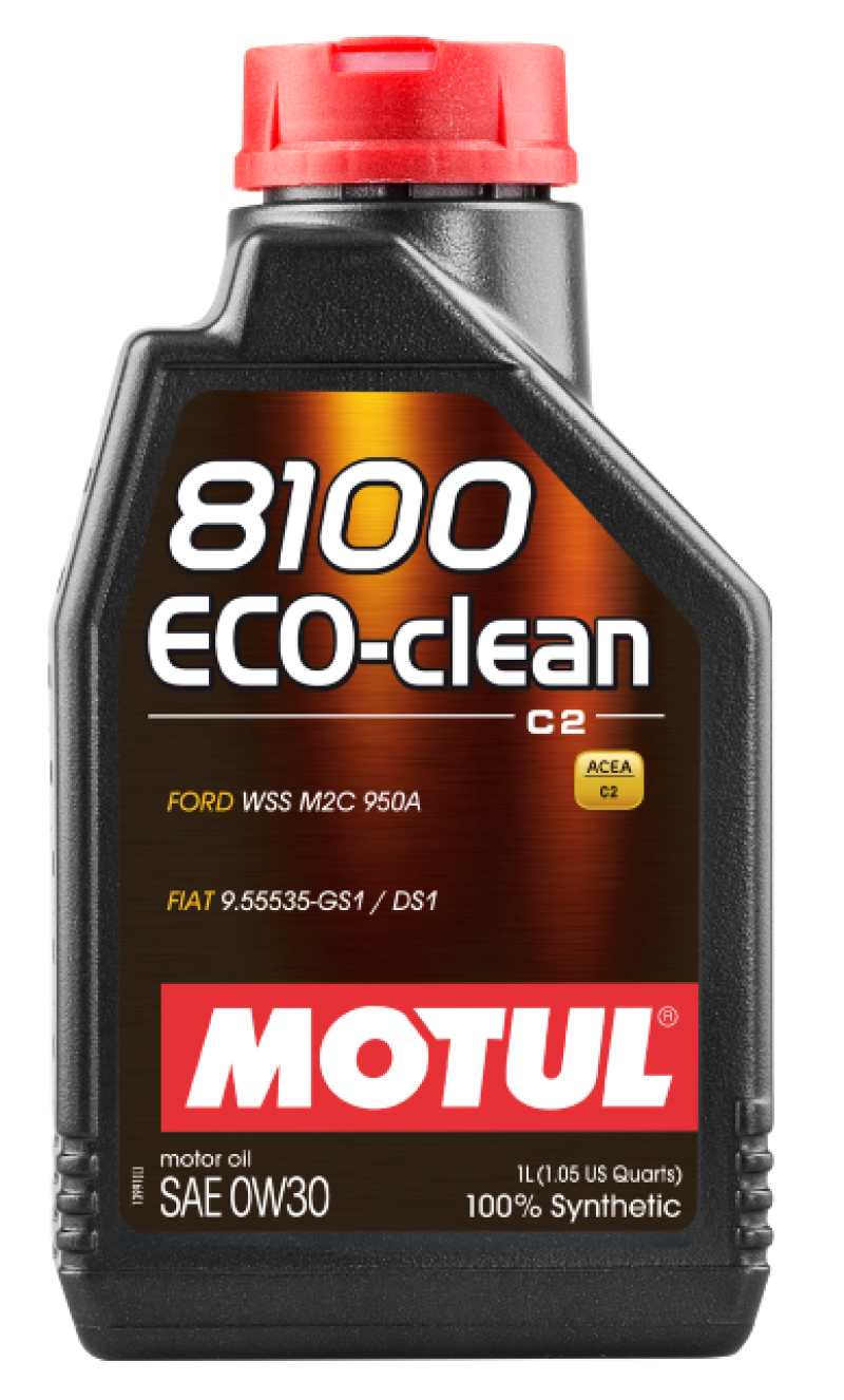 Motul 1L Synthetic Engine Oil 8100 Eco-Clean 0W30 12X1L - Acea C2/API SM/ST.JLR 03.5007 - 1L 102888