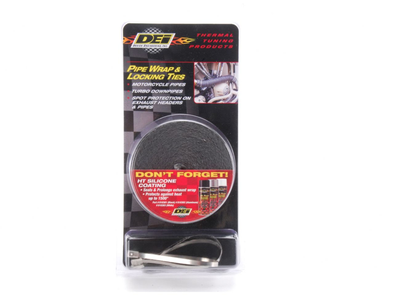 DEI Pipe Wrap & Locking Ties Kit 2" x 25 ft - Black