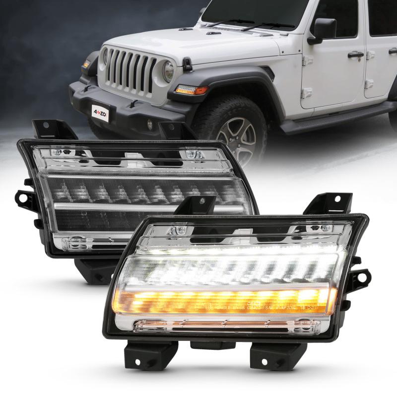 ANZO 18-19 Jeep Wrangler JL Halogen Chrome Clear w/ Sequential Signal 511083 Main Image