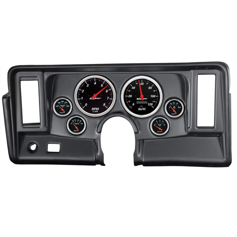 Autometer Designer Black 69-76 Nova Dash Kit 6pc Tach / MPH / Fuel / Oil / WTMP / Volt 7024-DB Main Image