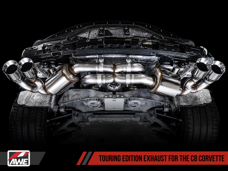 AWE Tuning 2020 Chevrolet Corvette (C8) Touring Edition Exhaust - Quad Diamond Black Tips 3015-43159