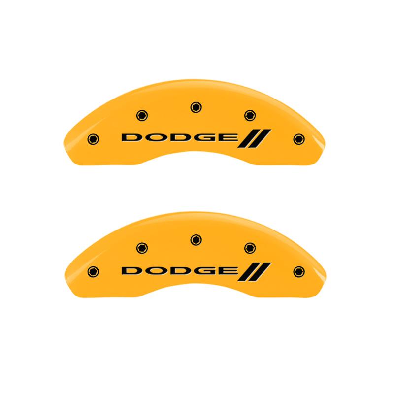 MGP 4 Caliper Covers Engraved F & R w/ Stripes/Dodge Yellow Finish Black Char 2005 Dodge Neon 12127SDD3YL Main Image