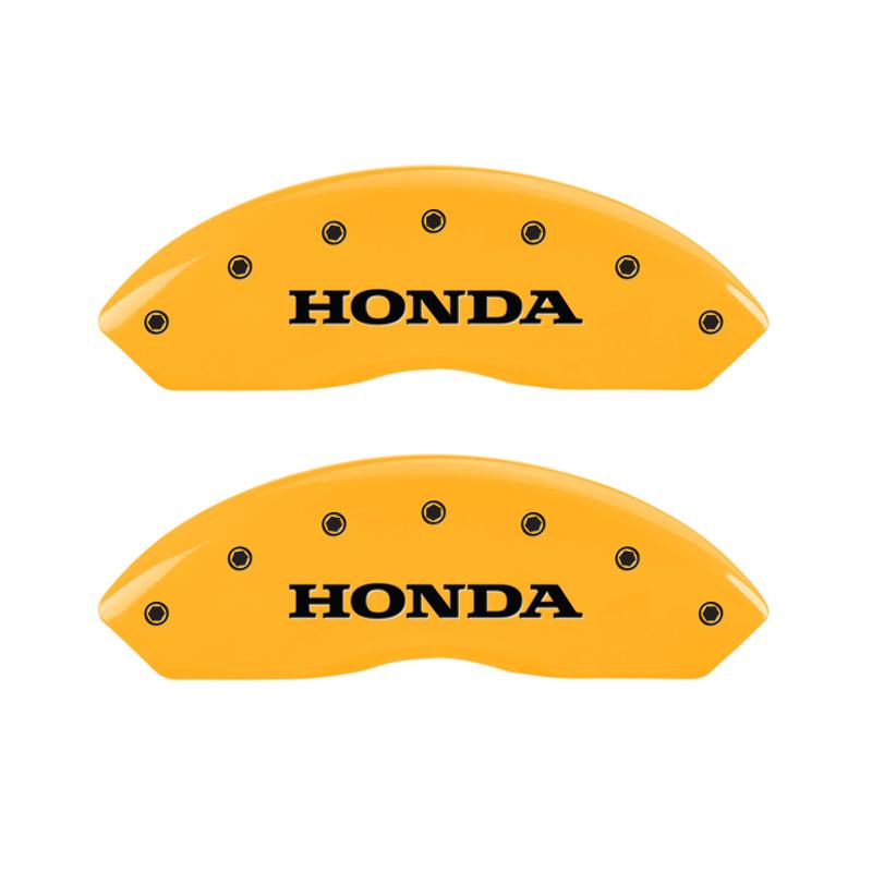 MGP 4 Caliper Covers Engraved Front Honda Rear H Logo Yellow Finish Black Char 2003 Honda Accord 20199SHOHYL Main Image