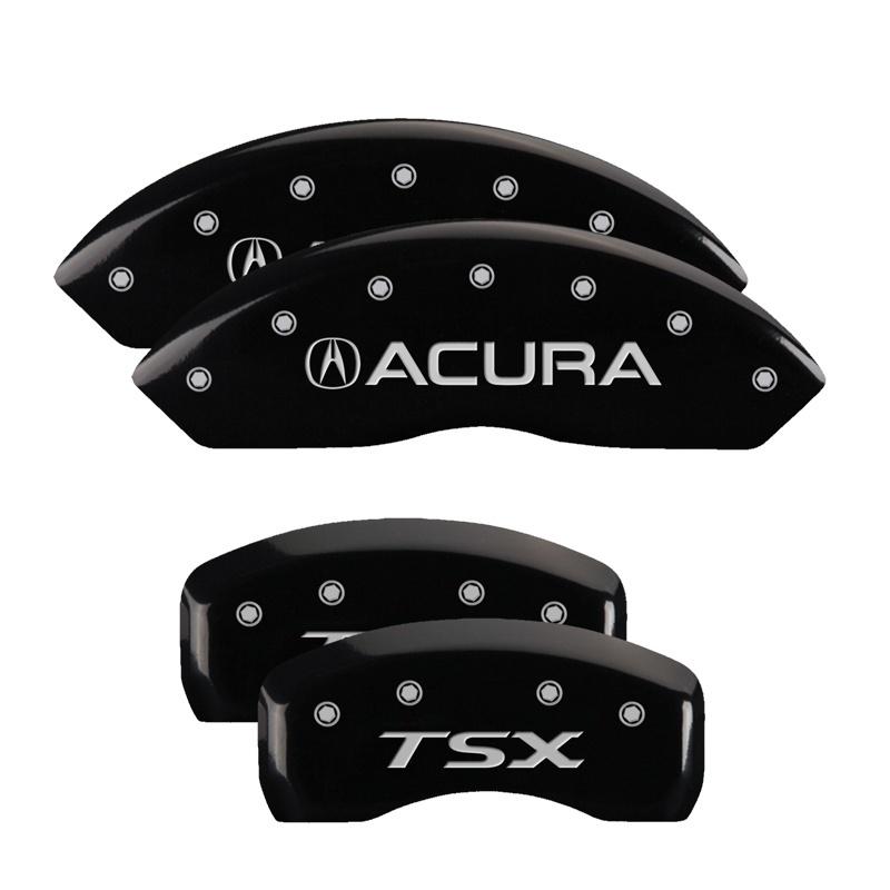 MGP 4 Caliper Covers Engraved Front & Rear Acura Black finish silver ch 39007SACUBK Main Image