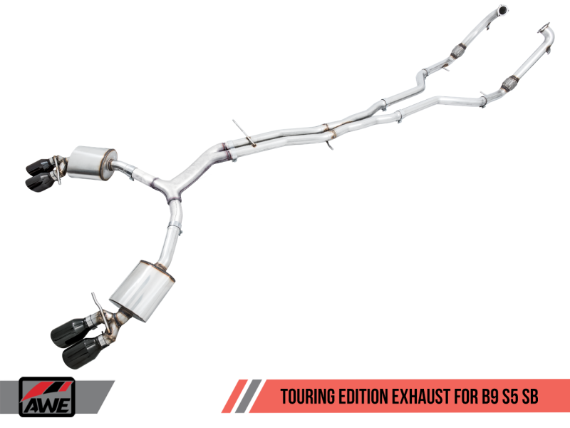 AWE Tuning Audi B9 S5 Sportback Touring Edition Exhaust - Non-Resonated (Black 90mm Tips) 3020-43062