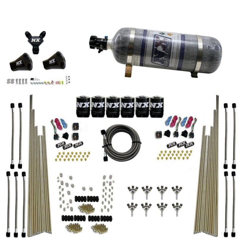 Nitrous Express 8 Cyl Triple-D Dry Direct Port 3 Stage Dry 6 Solenoids Nitrous Kit w/12lb Bottle 80020-12 Main Image