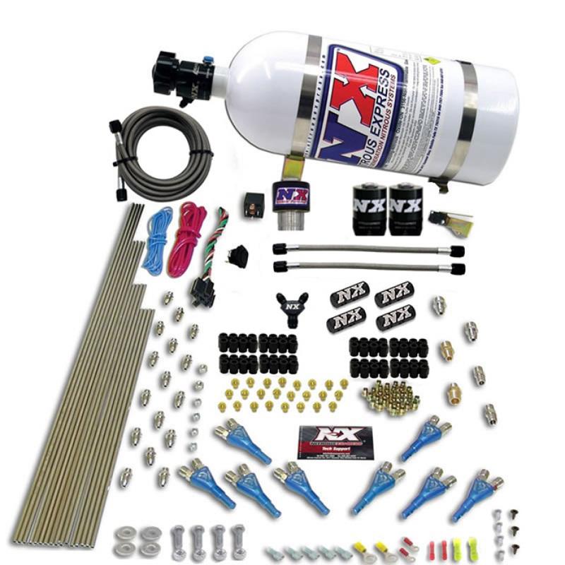 Nitrous Express Pro-Shk/Gas (200-600HP) 2 Fuel 1 Supershark Solenoid Nitrous Kit w/10lb Bottle 90206-10 Main Image