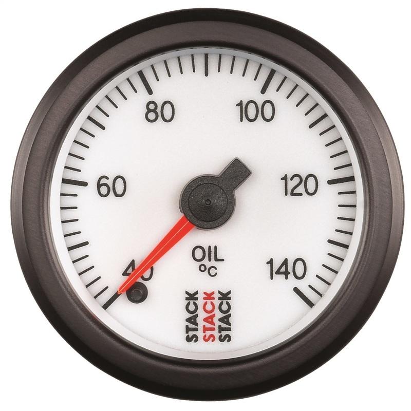 Autometer Stack 52mm 40-140 Deg C 1/8in NPTF Male Pro Stepper Motor Oil Temp Gauge - White ST3359 Main Image