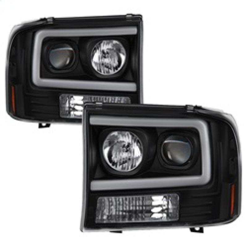 Spyder 99-04 Ford F250 Super Duty Projector Headlights - Light Bar - Black PRO-YD-FF25099V2-LB-BK 5084491 Main Image