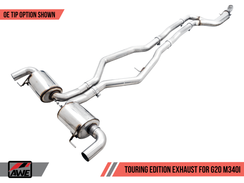 AWE Tuning 2019+ BMW M340i (G20) Resonated Touring Edition Exhaust (Use OE Tips) 3015-11060