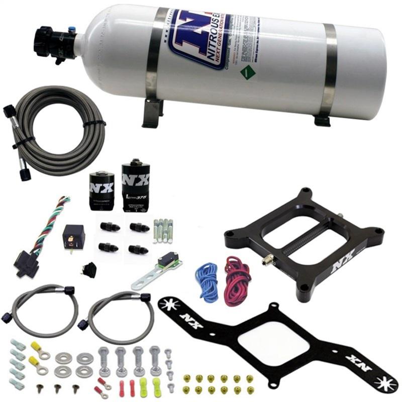 Nitrous Express 4150 RNC Conventional Nitrous Plate Kit w/.375in Solenoid w/15lb Bottle 55140-15 Main Image