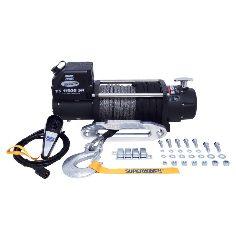 Superwinch 11500 LBS 12 VDC 3/8in x 80ft Synthetic Rope Tiger Shark 11500 Winch 1511201