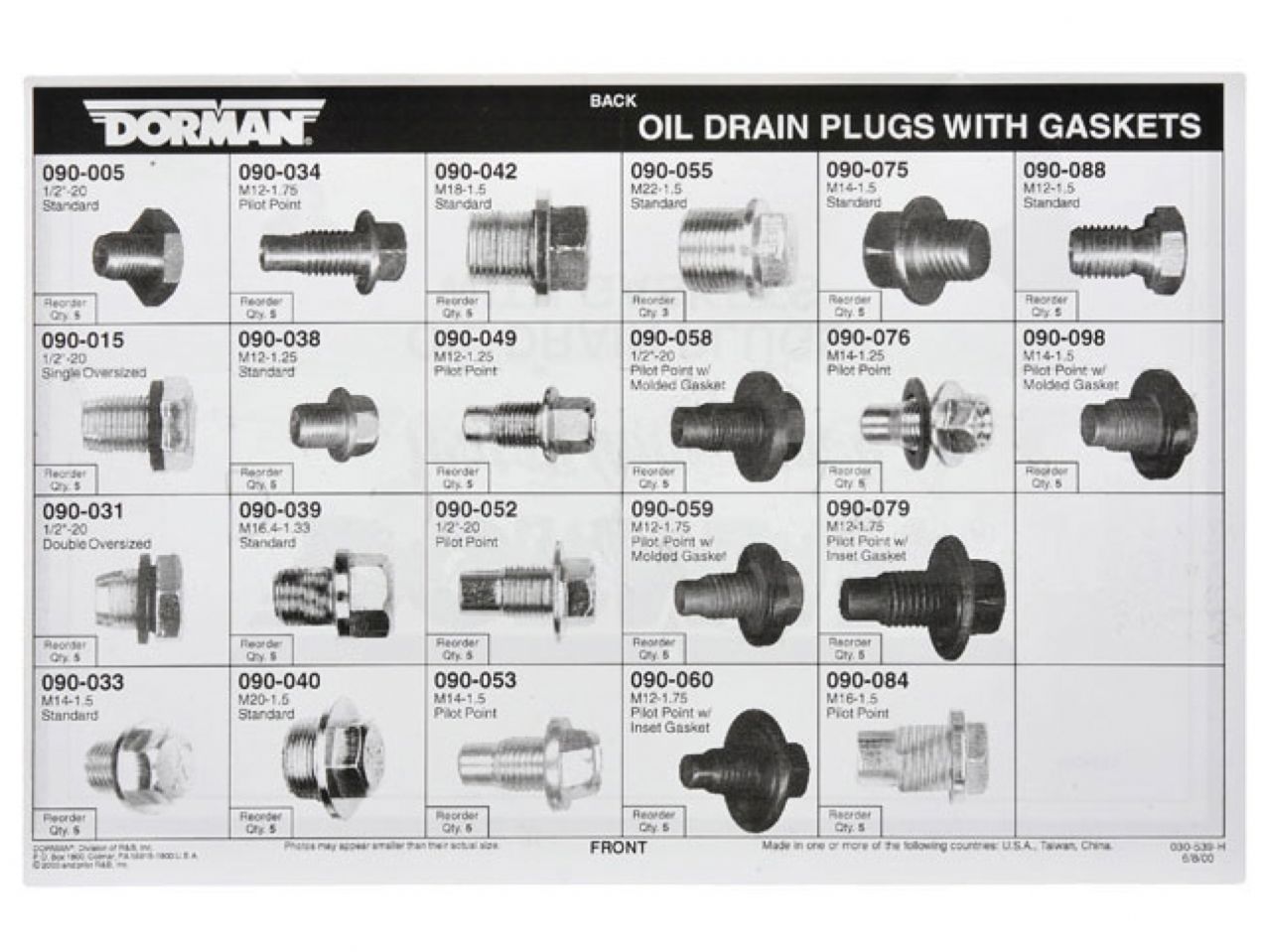 Dorman Engine Oil Drain Plug Tech Tray