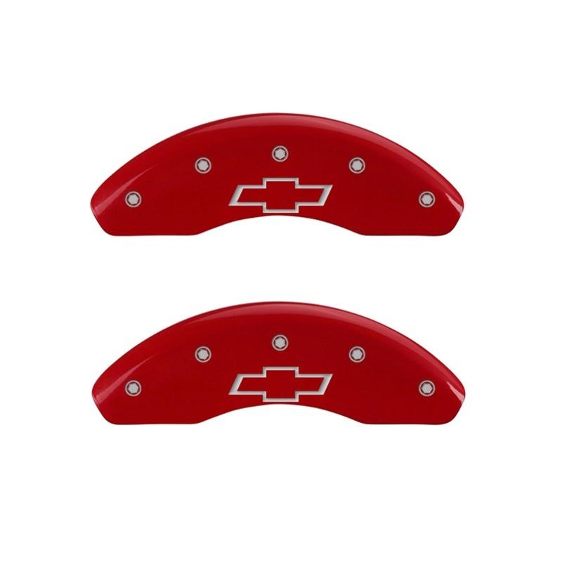 MGP Front set 2 Caliper Covers Engraved Front Bowtie Red finish silver ch 14213FBOWRD Main Image