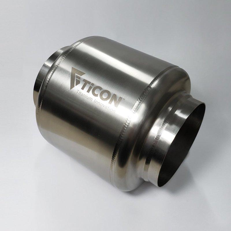 Ticon Industries 7in OAL 4.0in In/Out Ultralight Titanium Muffler 116-10233-0000 Main Image