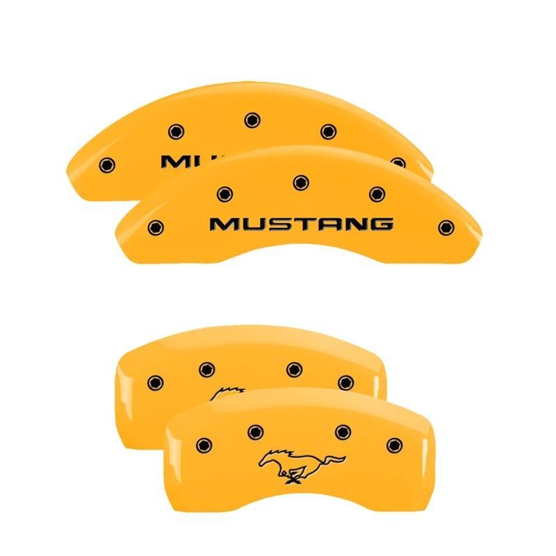 MGP 4 Caliper Covers Engraved Front Mustang Rear Pony Yellow Finish Black Char 1997 Ford Mustang 10224SMPYYL Main Image