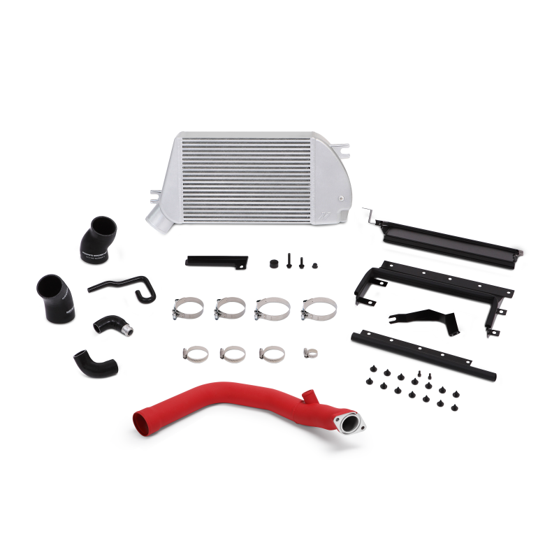 Mishimoto 2015 Subaru WRX Top-Mount Intercooler Kit - Powder Coated Silver & Wrinkle Red Pipes MMTMIC-WRX-15RSL Main Image