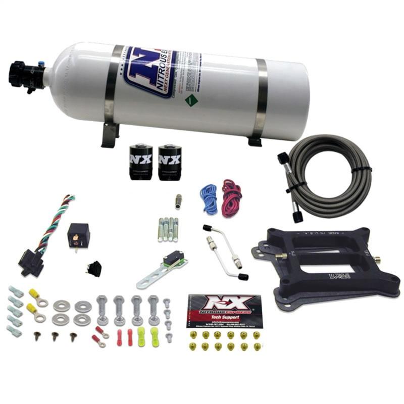 Nitrous Express 4150 4-BBL/Gasoline Nitrous Kit (50-300HP) w/15lb Bottle 30040-15 Main Image